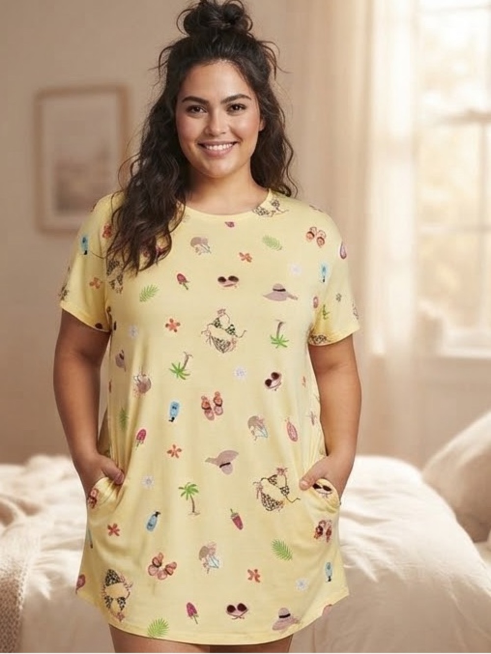 NWT Secret Treasures Sleep-shirt beach size 2x/3X Pajamas yellow pj intimate*
